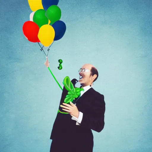 Prompt: photo of a french avocat with birthday balloons