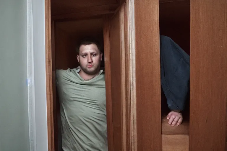 Image similar to dmitry puchkov hiding in closet