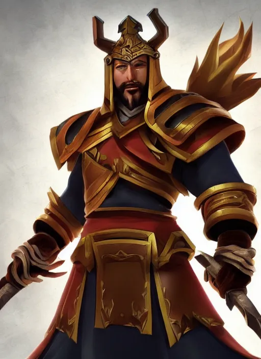 Prompt: genghis khan, league of legends character select art, digital art, octane render