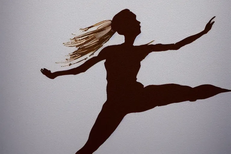 Image similar to beautiful serene volleyball player, healing through motion, life, minimalistic golden and ink airbrush painting on white background