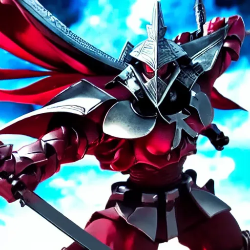 Prompt: Momon from Overlord swinging his swords in a cool action pose by Ufotable and Toei animation