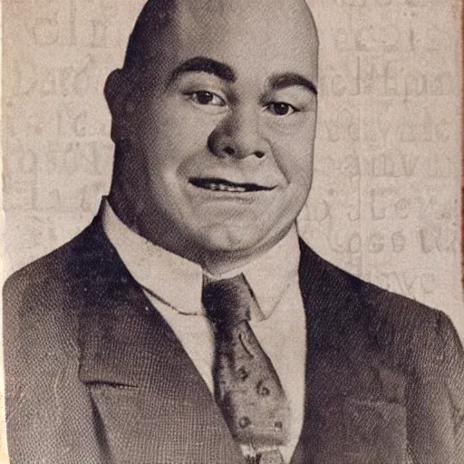 Prompt: an old newspaper photograph of shrek