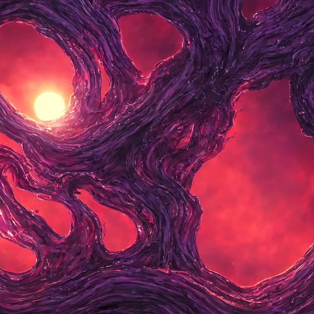 Prompt: formless void tentacles from an unseen source devouring the sun and sucking out the plasma, trending on artstation, rich deep colors, 4 k, 8 k,