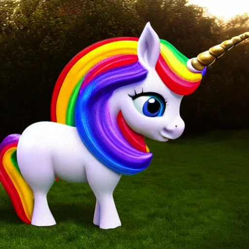 Prompt: Rainbow sparkle unicorn, pixar style