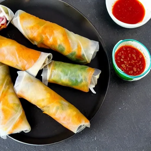 Prompt: vietnamese italian fusion pizza spring rolls