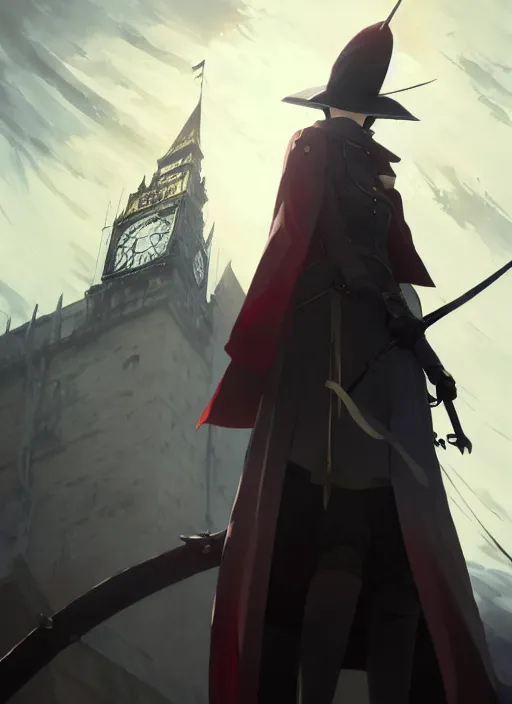 Image similar to lady maria of the astral clocktower, helm of second world war german warship landscape, illustration concept art anime key visual trending pixiv fanbox by wlop and greg rutkowski and makoto shinkai and studio ghibli and kyoto animation, fantasy, grimdark, volumetric lighting