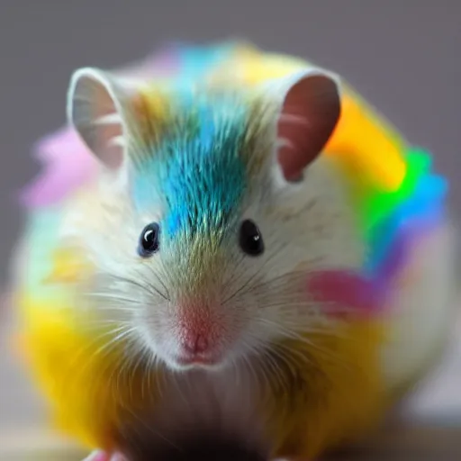 Image similar to rainbow hamster made out of large rainbow gems, 8 k hd