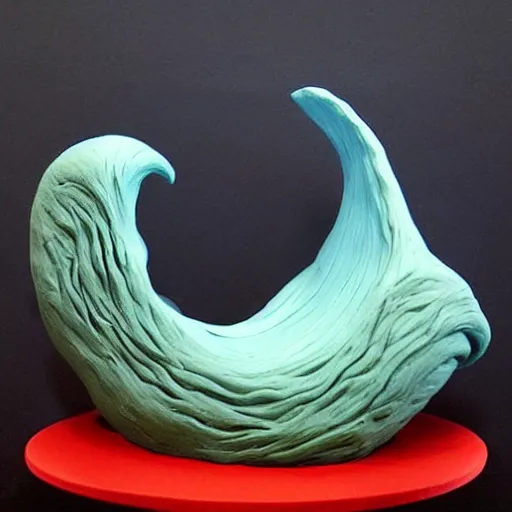 Image similar to claymation, 3 d clay sculpture of ocean waves, by nick park, aardman studios, made of clay, inspired by hokusai ’ s great wave