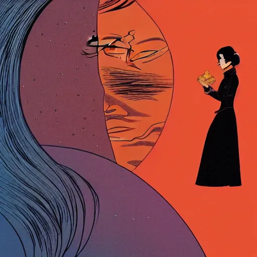 Image similar to lucy liu retro minimalist portrait moebius starwatcher comic by jean giraud, 8 k