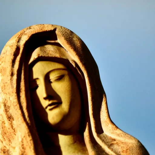 Image similar to virgin mary face statue in form of sunset clouds