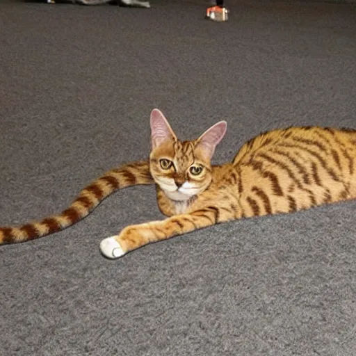 Image similar to a photo of the world's longest cat.