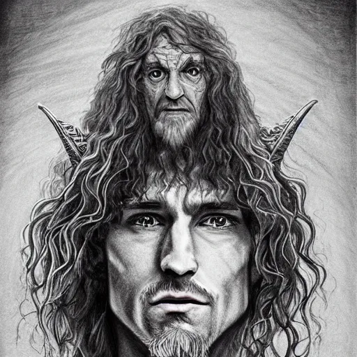 Image similar to adam ondra portrait, lord of the rings gandalf the grey, wizard, drawing