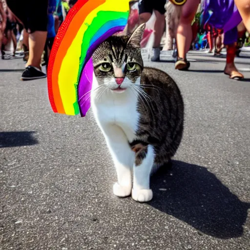 Image similar to cat at a pride parade