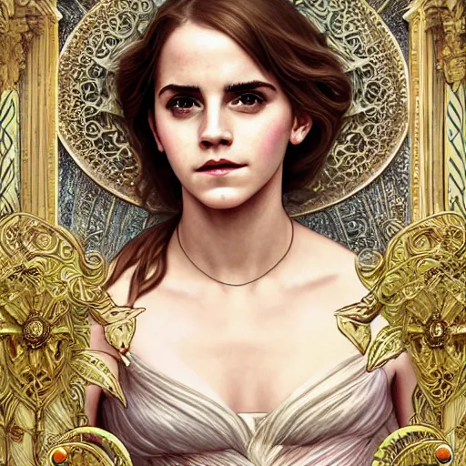 Prompt: Emma Watson as a roman Goddess, cute, fantasy, intricate, elegant, highly detailed, digital painting, 4k, HDR, concept art, smooth, sharp focus, illustration, art by artgerm and H R Giger and alphonse mucha