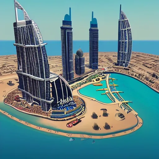 Prompt: gta : dubai, illustration