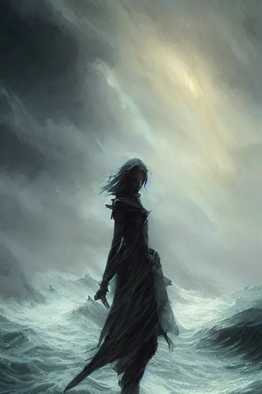 Prompt: ocean storm, eldritch, d & d, fantasy, intricate, elegant, highly detailed, digital painting, artstation, concept art, smooth, sharp focus, illustration, art by greg rutkowski