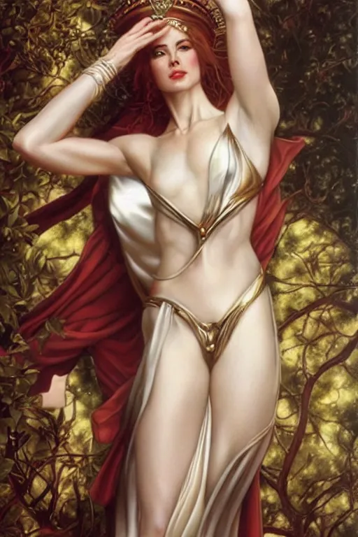 Image similar to Nicole Kidman as a beautiful Greek Goddess, by Gerald Brom, Mark Arian, Artgerm