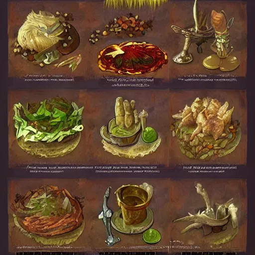 Image similar to a plate of unusual elven cuisine, rpg item, fantasy concept art