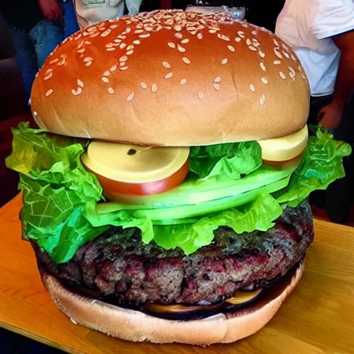 Prompt: giant burger, world record