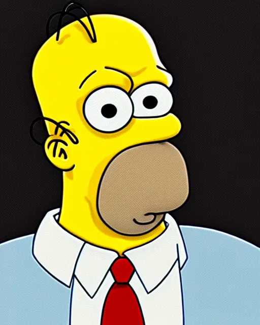 Prompt: portrait of homer simpson, artstation, trending, smooth, focus, art by matt greoning, wes archer