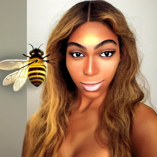 Image similar to bee with human face resembling beyonce