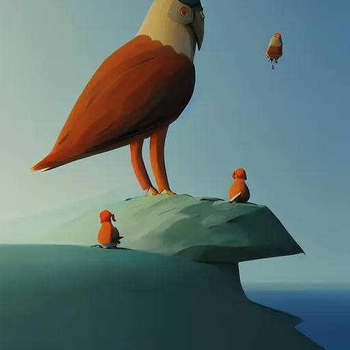 Image similar to goro fujita ilustration a milvus migrans on top of a large mountain overlooking the sea, painting by goro fujita, sharp focus, highly detailed, artstation