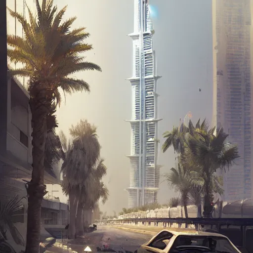 Image similar to gta : dubai, by greg rutkowski