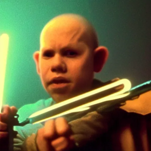 Image similar to a film still of mogwai as a jedi in star wars realistic, detailed