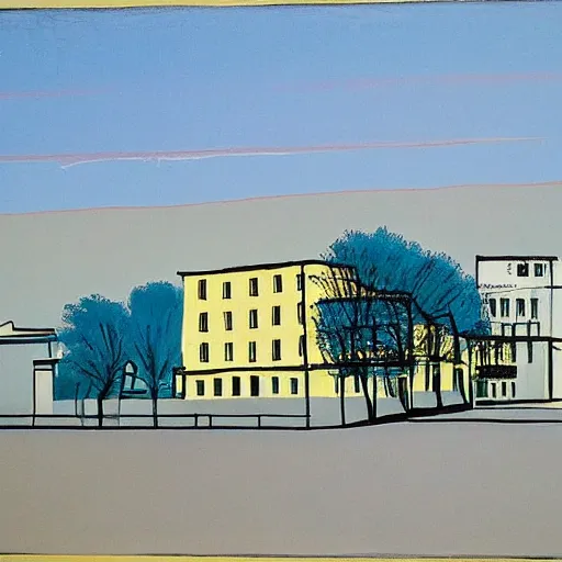 Prompt: a beautiful painting of a building in a serene landscape by Andy Warhol, W 1024 ,n 9 ,