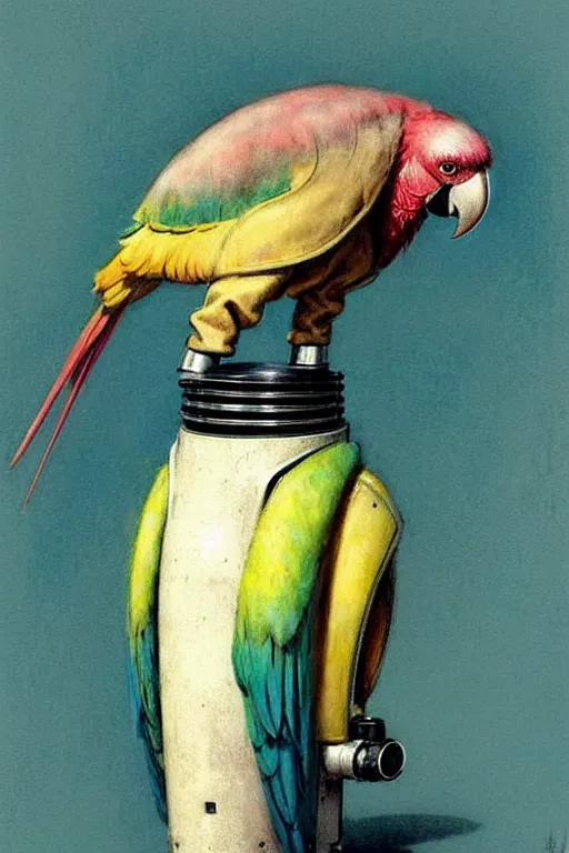 Prompt: ( ( ( ( ( 1 9 5 0 s retro future android robot parrot. muted colors., ) ) ) ) ) by jean - baptiste monge,!!!!!!!!!!!!!!!!!!!!!!!!!