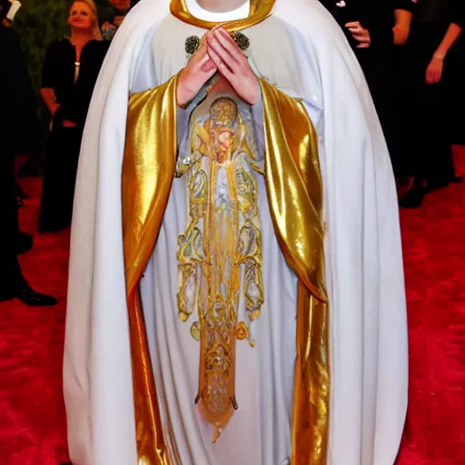 Image similar to photo of the virgin mary at the met gala