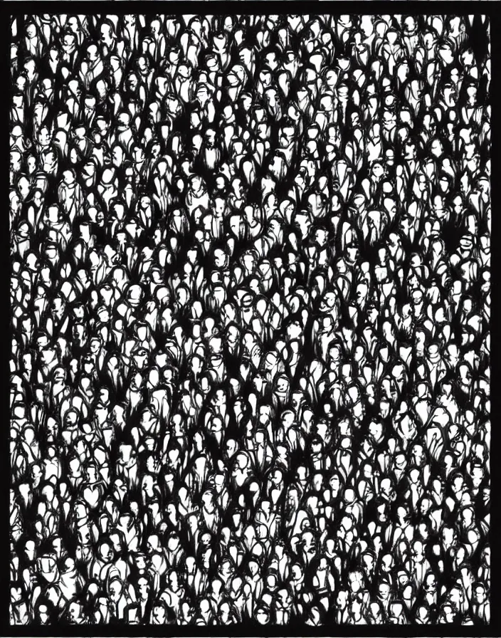 Image similar to “ a mob of angry people stuck in a small room ”