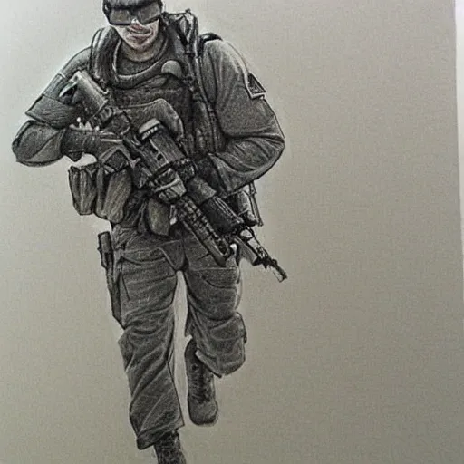 sketch man in army