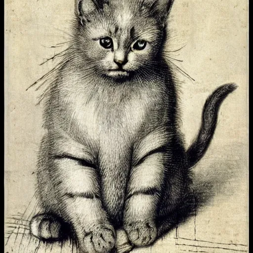 Image similar to cute cat by Albrecht Dürer