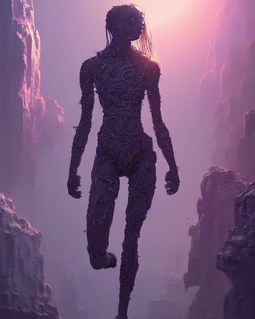 Image similar to mand with long hair finally getting samsung 2 2, sci - fi, missing panels, intricate abstract upper body intricate artwork, full body, by tooth wu, wlop, beeple, dan mumford. concept art, octane render, deviantart, greg rutkowski, cinematic, key art, hyperrealism, iridescent accents