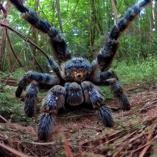 Image similar to Giant tarantula trailcam footage nightvision forest