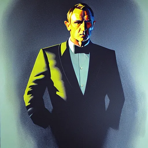 Prompt: portrait soft light, by frank mccarthy and killian eng, inspired by james bond, screen print and airbrush, fine, highly sharp detail