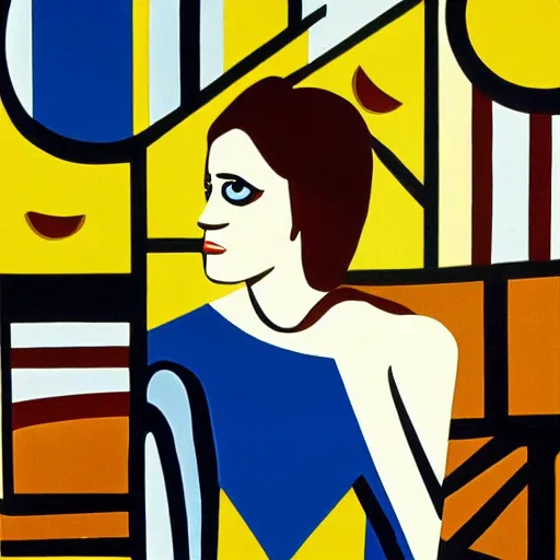 Image similar to a portrait of emma watson in a scenic environment by fernand leger