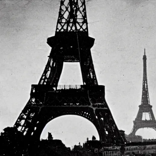 Prompt: vampires in the eiffel tower, 8 mm, 1 9 2 0 s