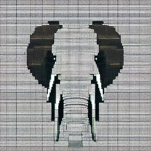 Image similar to an ultra pixelated elephant logo, 5 1 2 x 5 1 2 pixels.