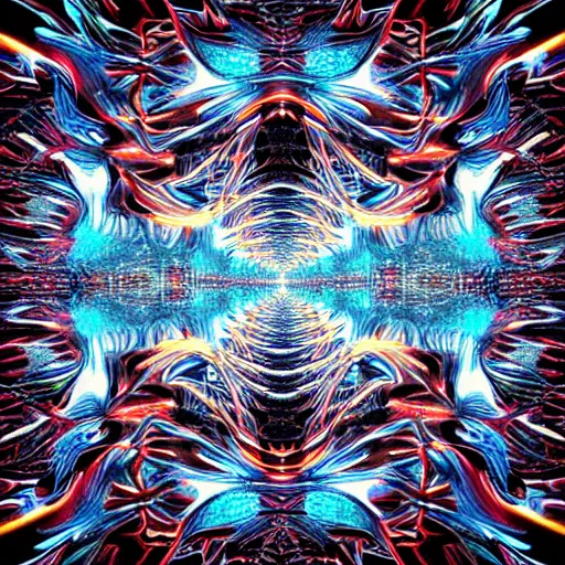 Prompt: Fractal city urban many reflections in the style of Alex Grey