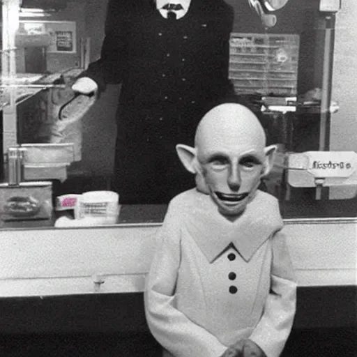 Image similar to count orlok working at maccas