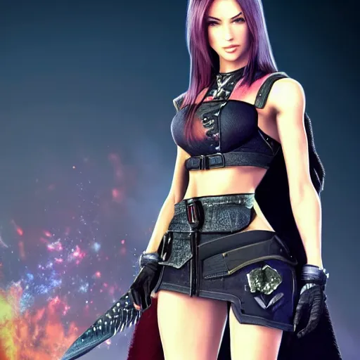 Image similar to megan fox as tiffa in the style of final fantasy 7