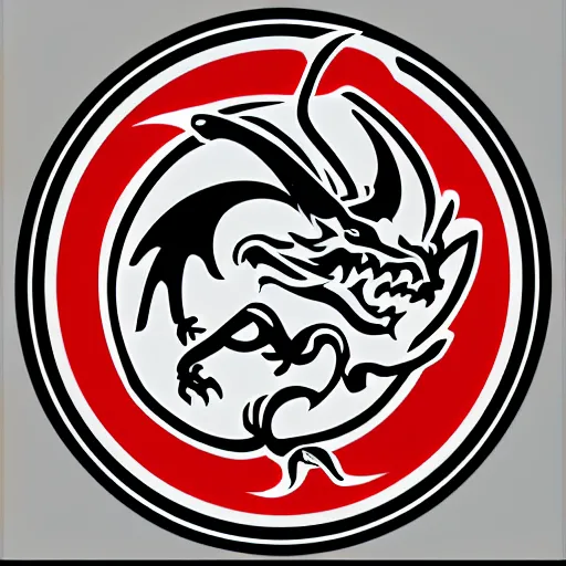 Image similar to logo of a dragon holding a shield and sword