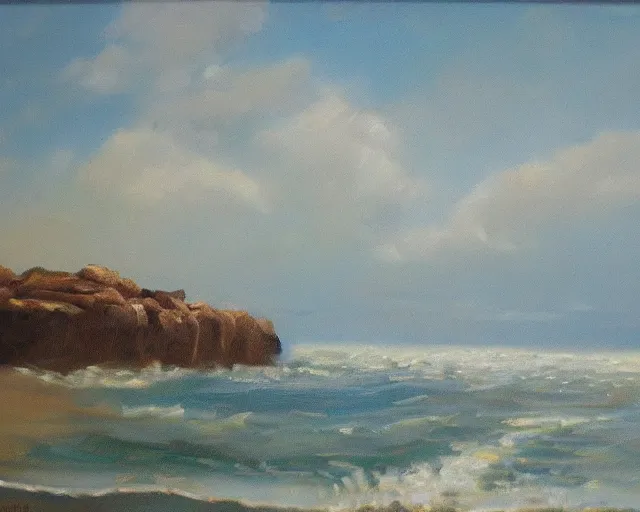 Prompt: Seascape. Oil on canvas. Leon Spillaert.