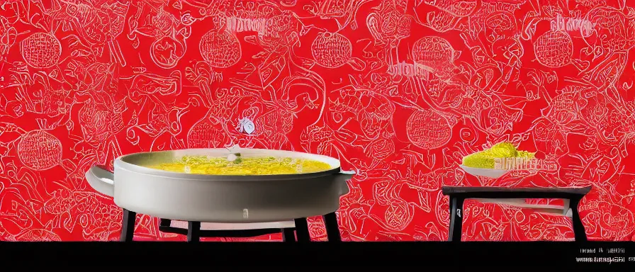 Image similar to a beautiful 4 k hd wall paper illustration of roasted string hotpot, red wallpaper design, simple style, kebab hotpot style, commercial kebab hotpot wallpaper display, wall painting, from china, simple structure, surrealistic, chinese style, victo ngai, denoise, deblurring