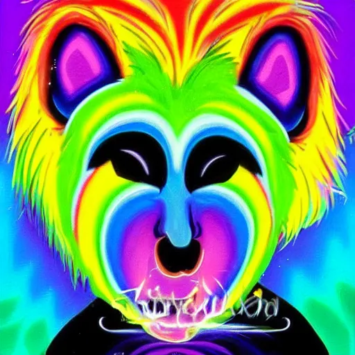 Prompt: evil lisa frank paintings