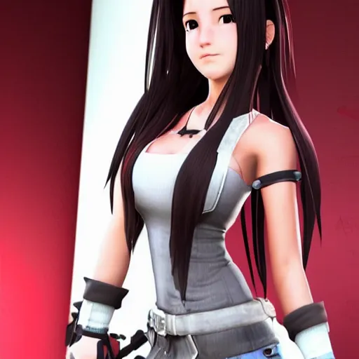 Image similar to aerith gainsborough mixed with tifa lockhart