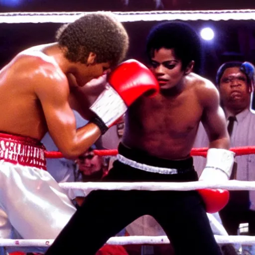 Image similar to michael jackson in a boxing match, sports broadcast, espn