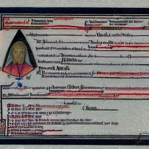 Prompt: official massachusetts driver's license state id in the style of medieval marginalia